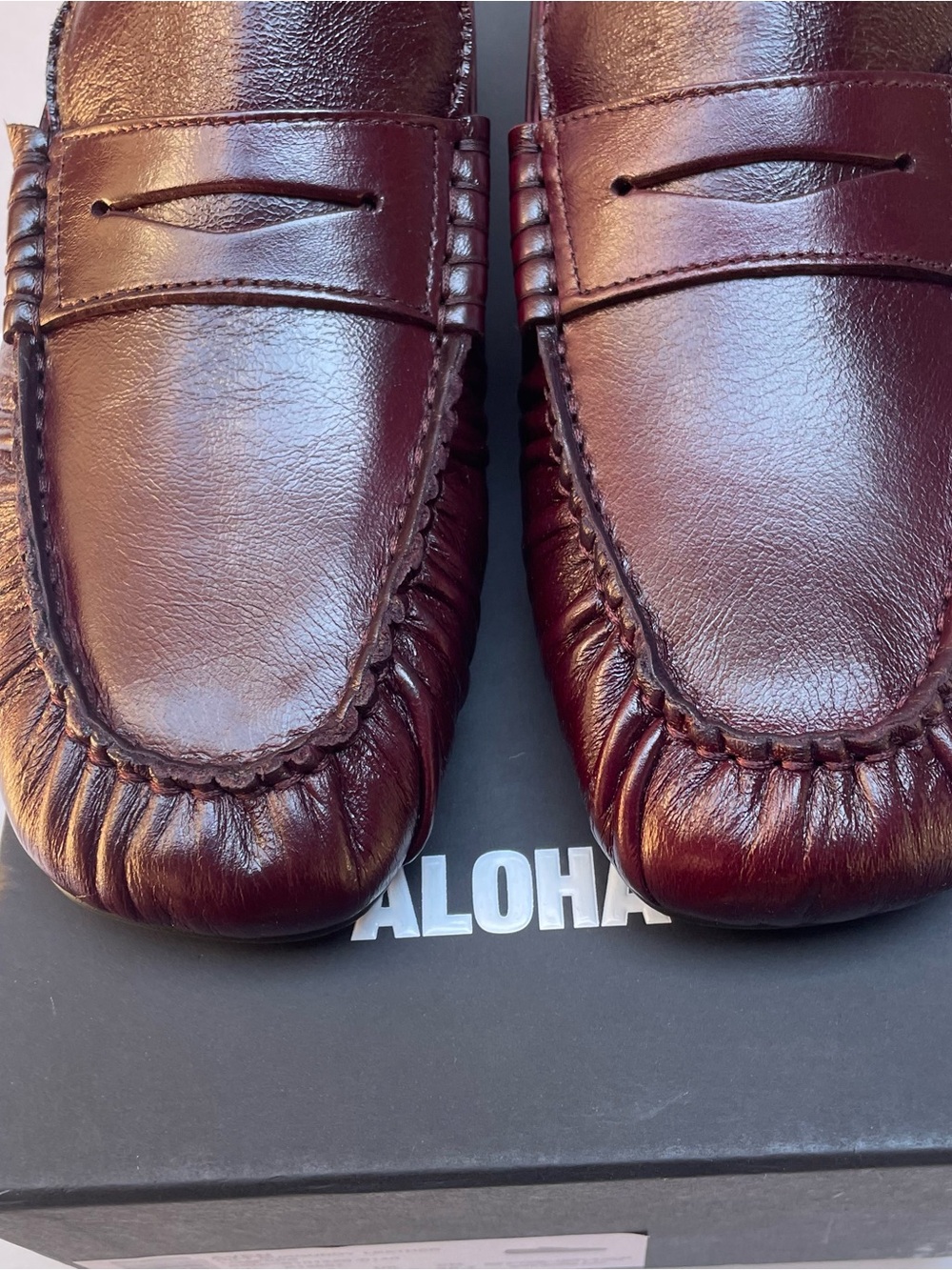 Alohas Aven  Rift Burgundy Leather Penny Loafers New In Box - Picture 3 of 8